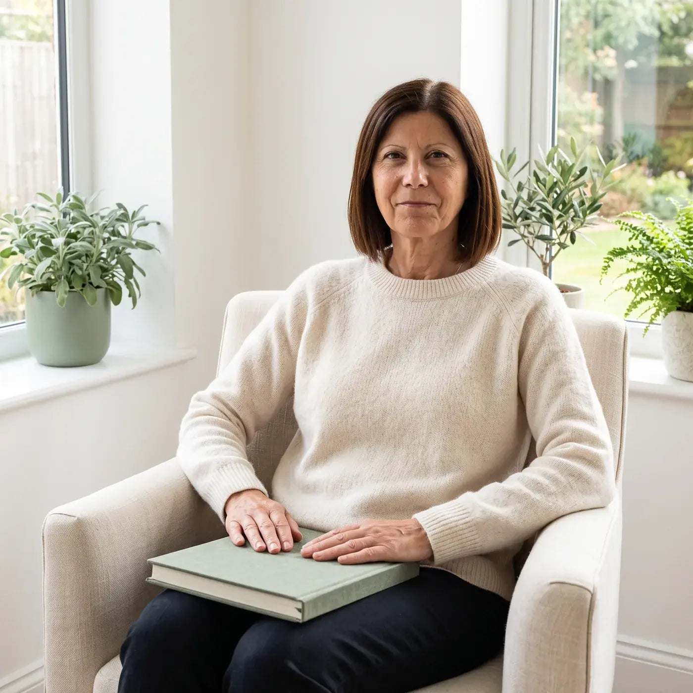 An older Blushwood Health customer reading at home
