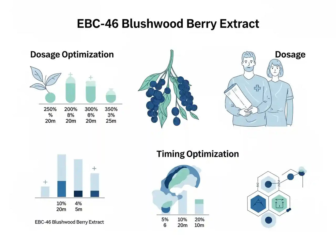 EBC-46 Blushwood berry extract dosage guide showing optimal timing, meal scheduling, and capsule versus tincture administration for maximum therapeutic benefits