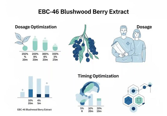 EBC-46 Blushwood berry extract dosage guide showing optimal timing, meal scheduling, and capsule versus tincture administration for maximum therapeutic benefits
