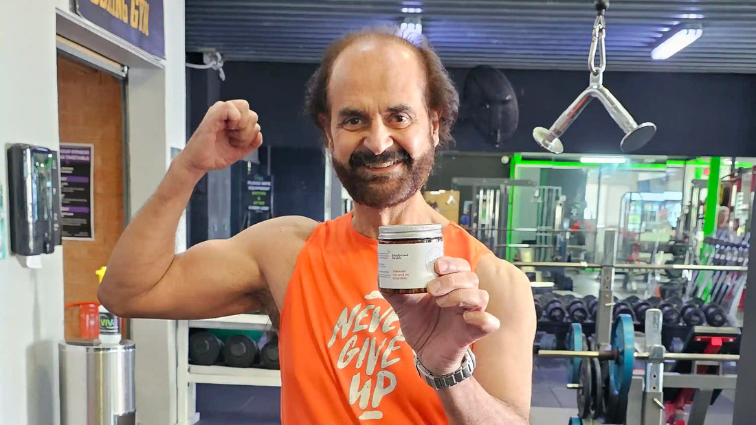 Mario Corallo performing strength training exercises at 70 years old as part of his comprehensive bladder cancer natural treatment protocol