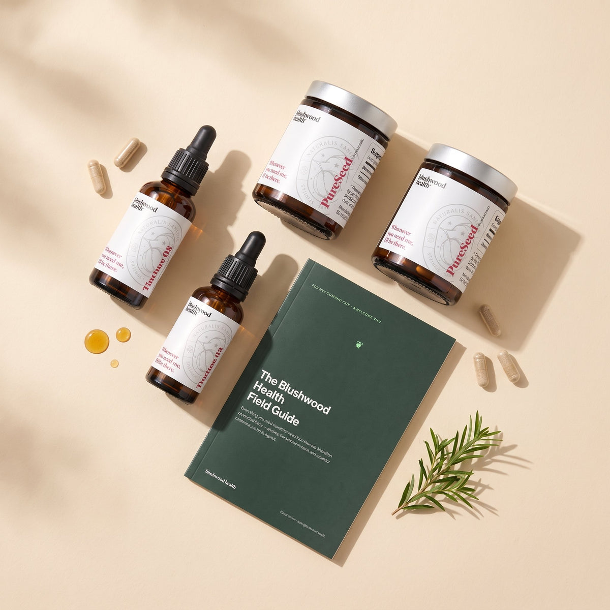 What's in the bundle — 2 tinctures, 2 capsule jars and the free Field Guide