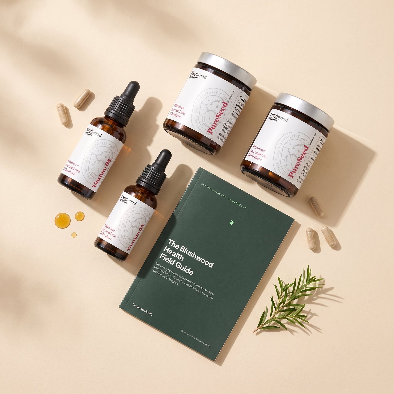 What's in the bundle — 2 tinctures, 2 capsule jars and the free Field Guide