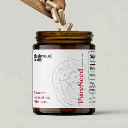 Blushwood Health EBC-46 capsules pouring from scoop square image
